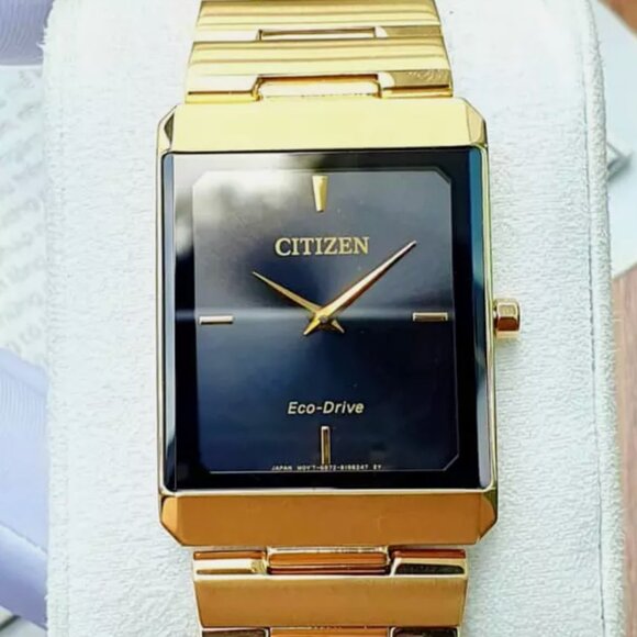 Citizen Eco-Drive Gold Tone Black Dial Men\'s Watch